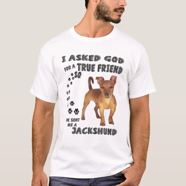 Jackshund Quote Mom, Dachshund Dad Print Cute Jack T-Shirt (Front)