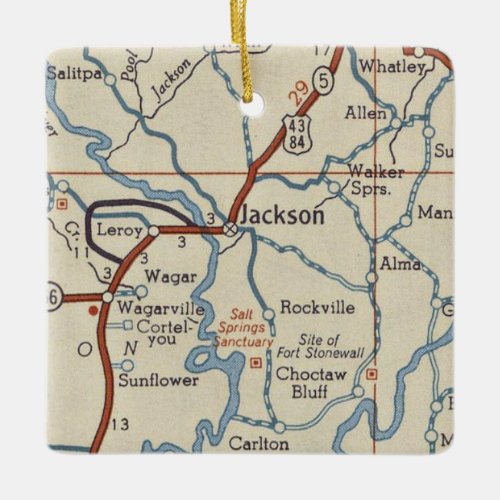 Jackson AL Vintage Map Ceramic Ornament