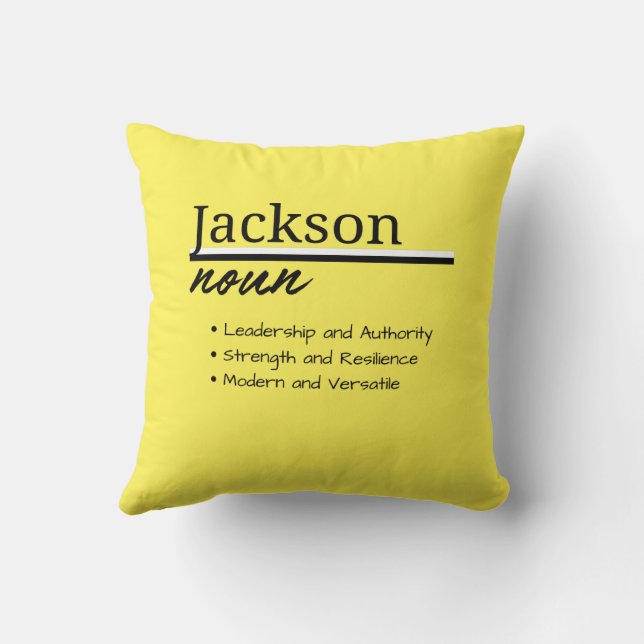 Jackson, Boy Personalized Name Definition Throw Pillow (Back)