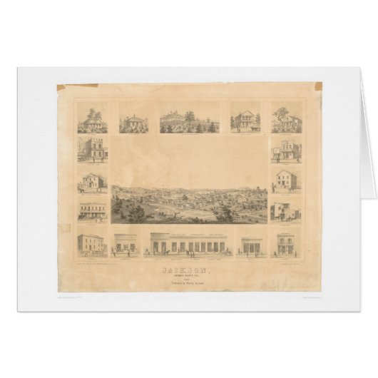 Jackson, CA. Panoramic Map 1857 (0766A) Cards (Front Horizontal)