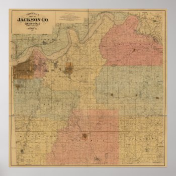 Jackson County  Missouri Antique Map Poster by whereabouts at Zazzle