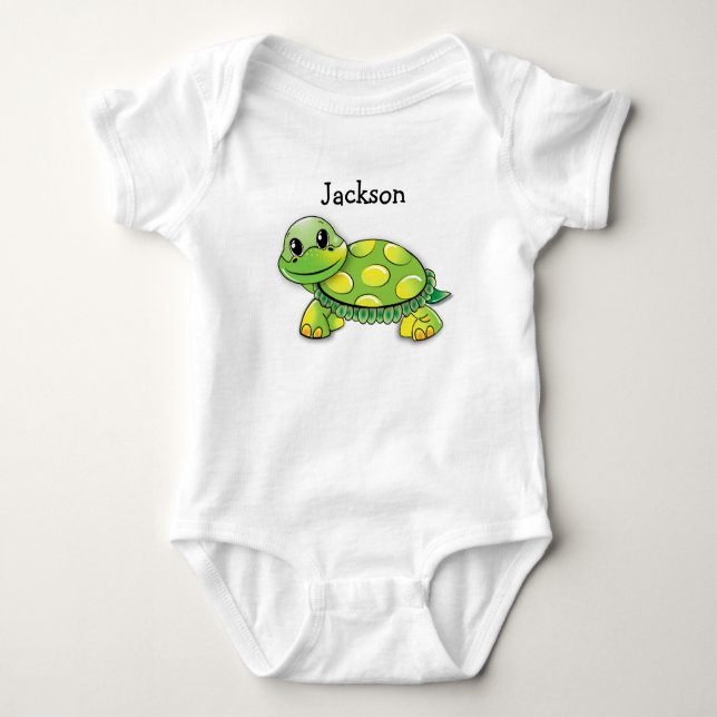 "Jackson" Cute Turtle Baby Tee, Personalize it! Bodysuit (Front)