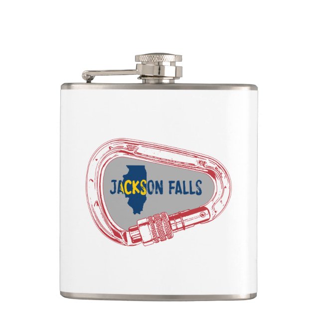 Jackson Falls Illinois Rock Climbing Carabiner Flask (Front)