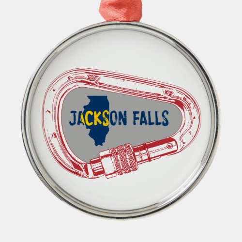 Jackson Falls Illinois Rock Climbing Carabiner Metal Ornament