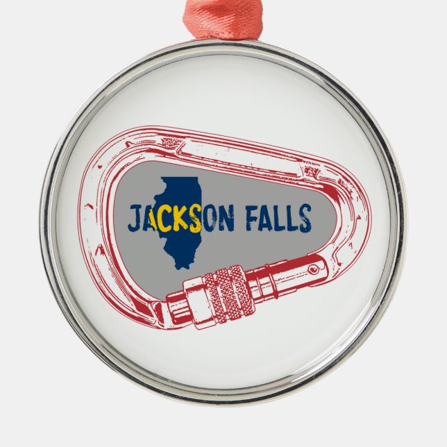 Jackson Falls Illinois Rock Climbing Carabiner Metal Ornament (Front)