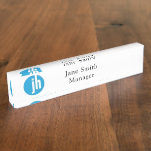 Jackson Hewitt Blue Editable Desk Name Plate