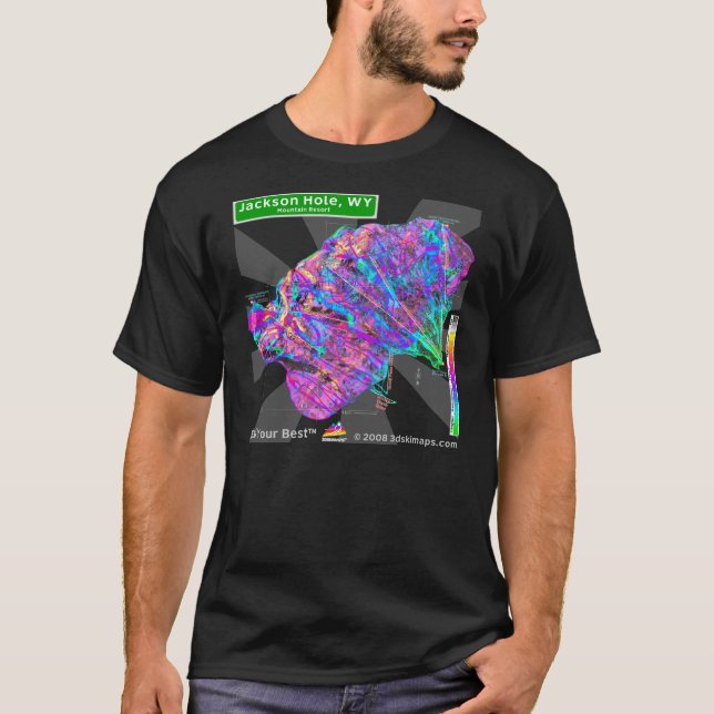 Jackson Hole 3dSkiMaps T-Shirt (dark) (Front)