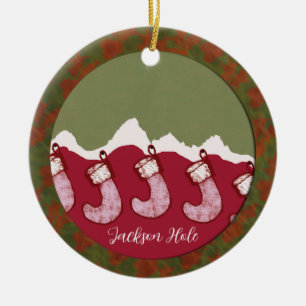 Jackson Hole Christmas stockings family ornament