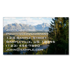 Jackson Hole Mountains and River Business Card Magnet