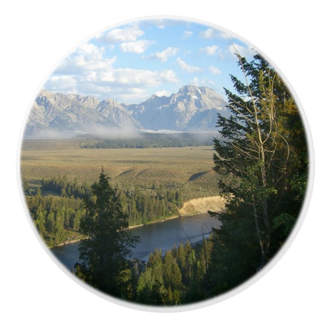 Jackson Hole Mountains and River Ceramic Knob (Front)