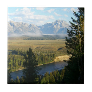Jackson Hole Mountains and River Ceramic Tile