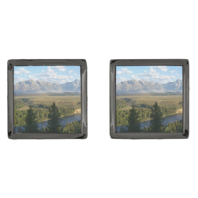 Jackson Hole Mountains and River Cufflinks (Front)