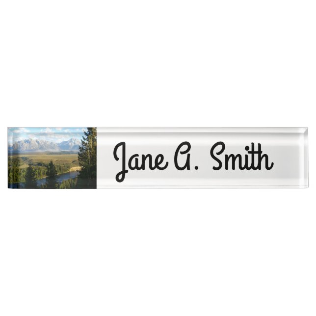 Jackson Hole Mountains and River Desk Name Plate (Front)