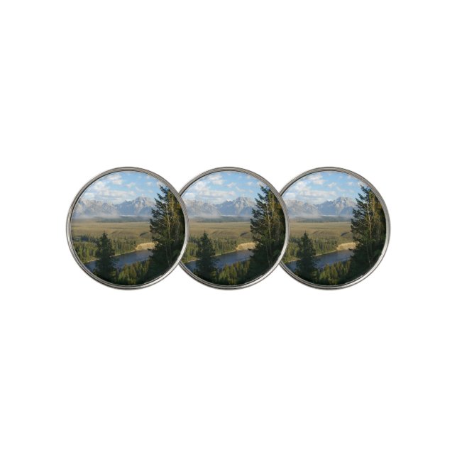 Jackson Hole Mountains and River Golf Ball Marker (3 Up)