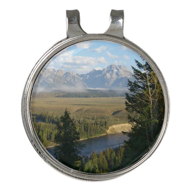 Jackson Hole Mountains and River Golf Hat Clip (Front)