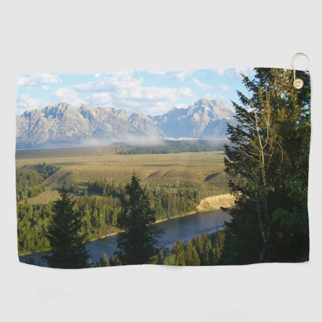 Jackson Hole Mountains and River Golf Towel (Horizontal)