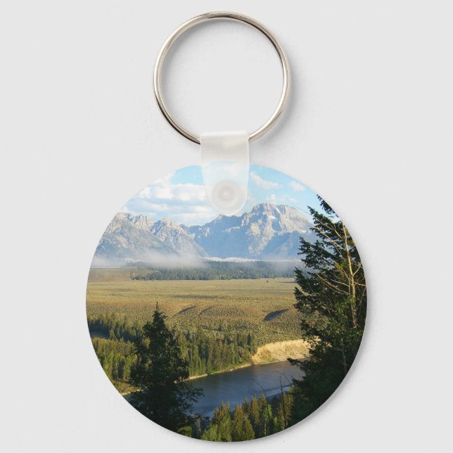 Jackson Hole Mountains and River Keychain (Front)