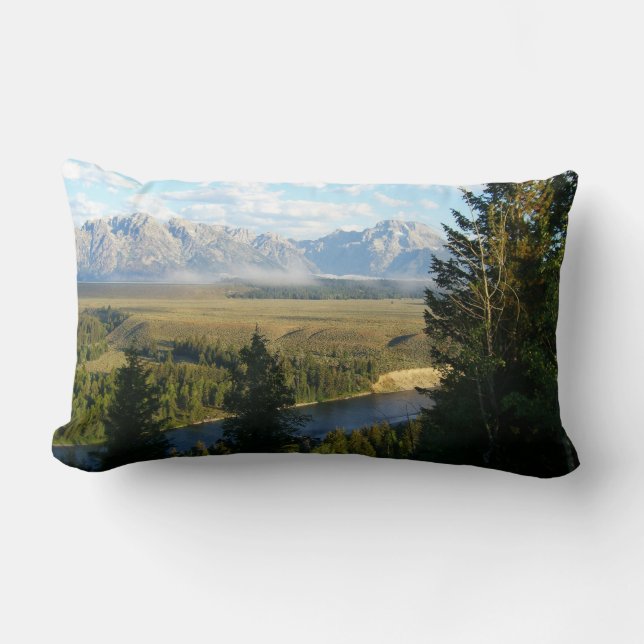 Jackson Hole Mountains and River Lumbar Pillow (Front)