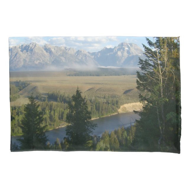 Jackson Hole Mountains and River Pillow Case (Front)