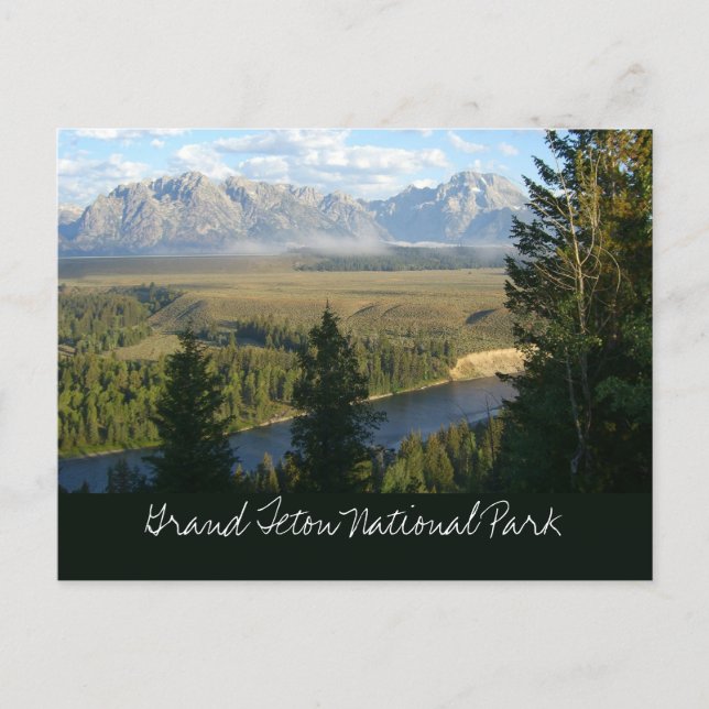 Jackson Hole Mountains and River Postcard (Front)