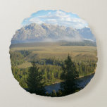 Jackson Hole Mountains and River Round Pillow