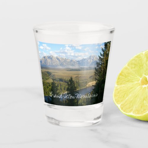 Jackson Hole Mountains and River Shot Glass