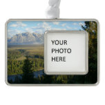 Jackson Hole Mountains and River Silver Plated Framed Ornament