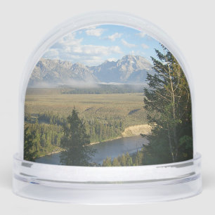 Jackson Hole Mountains and River Snow Globe
