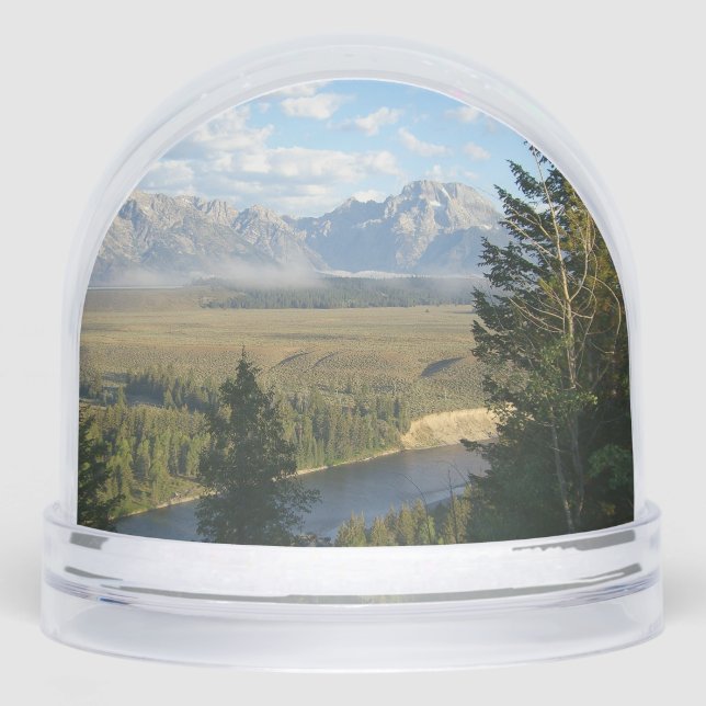 Jackson Hole Mountains and River Snow Globe (Front)