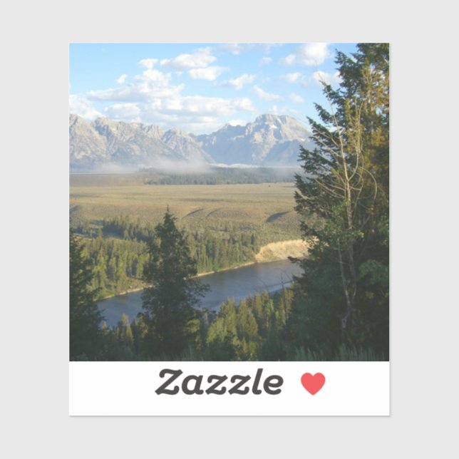 Jackson Hole Mountains and River Sticker (Sheet)