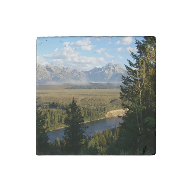 Jackson Hole Mountains and River Stone Magnet (Front)