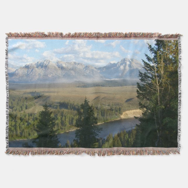 Jackson Hole Mountains and River Throw Blanket (Front)
