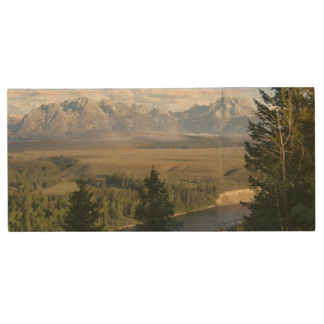 Jackson Hole Mountains and River Wood Flash Drive (Front)