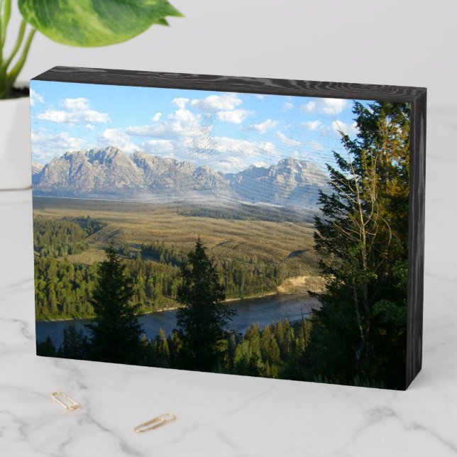 Jackson Hole Mountains and River Wooden Box Sign (In Situ Horizontal)