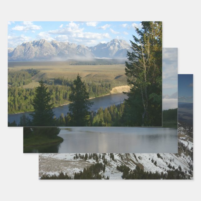 Jackson Hole Mountains and River Wrapping Paper Sheets (Set)