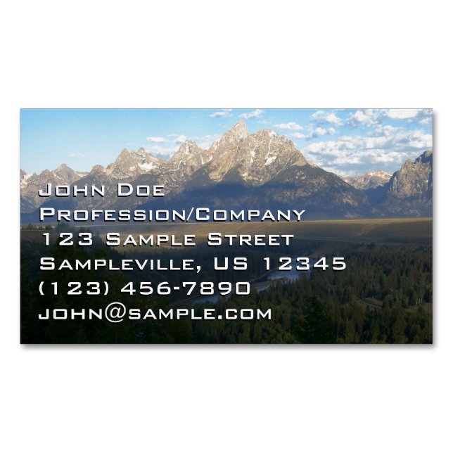 Jackson Hole Mountains (Grand Teton National Park) Business Card Magnet (Front)