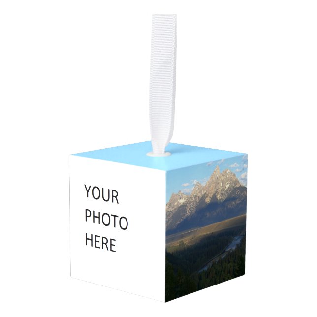 Jackson Hole Mountains (Grand Teton National Park) Cube Ornament (Front Angled)