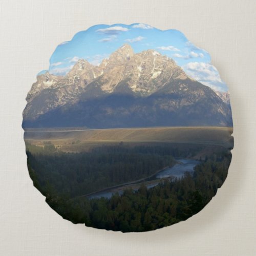 Jackson Hole Mountains Grand Teton National Park Round Pillow