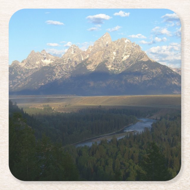 Jackson Hole Mountains (Grand Teton National Park) Square Paper Coaster (Front)