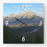 Jackson Hole Mountains (Grand Teton National Park) Square Wall Clock