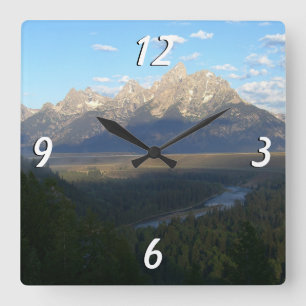 Jackson Hole Mountains (Grand Teton National Park) Square Wall Clock