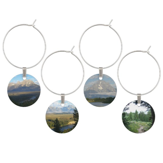Jackson Hole Mountains (Grand Teton National Park) Wine Charm (Staggered)