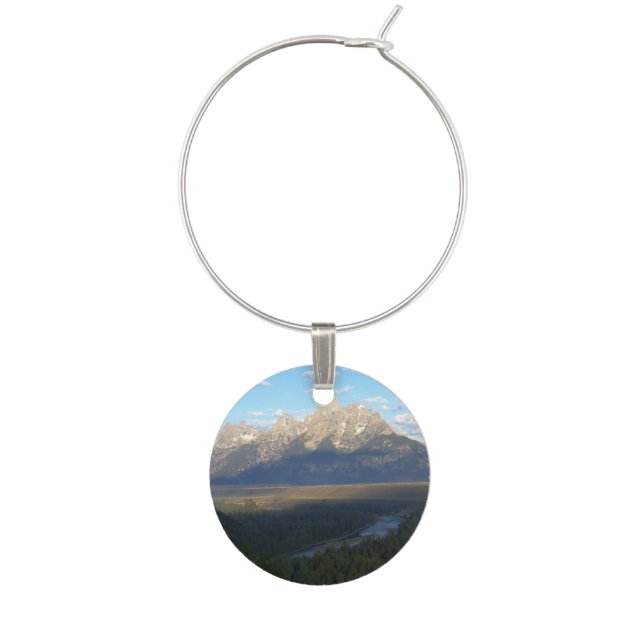 Jackson Hole Mountains (Grand Teton National Park) Wine Glass Charm (Front)