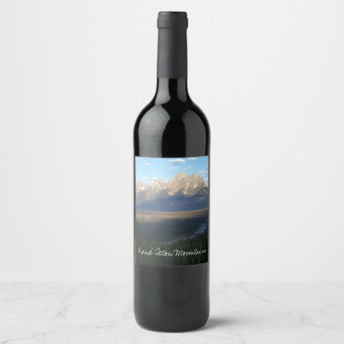 Jackson Hole Mountains Grand Teton National Park Wine Label