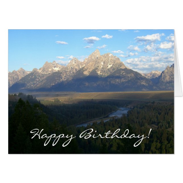 Jackson Hole Mountains Happy Birthday Card (Front Horizontal)