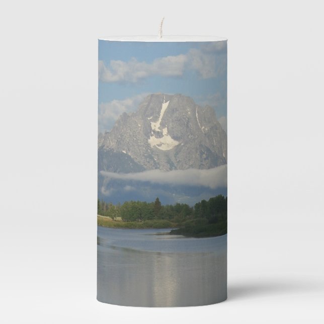 Jackson Hole River at Grand Teton National Park Pillar Candle (Front)