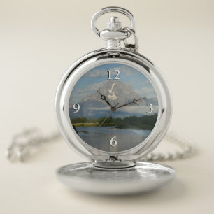 Jackson Hole River at Grand Teton National Park Pocket Watch