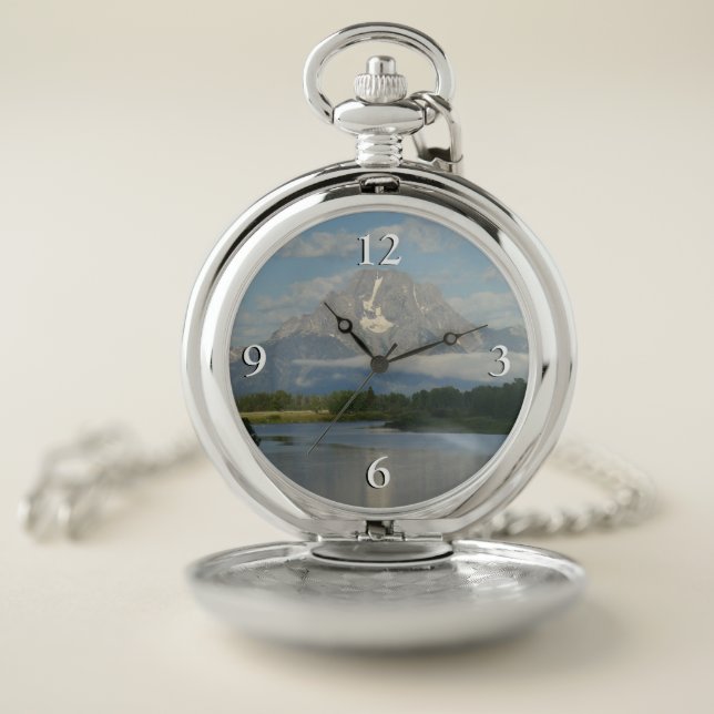 Jackson Hole River at Grand Teton National Park Pocket Watch (Inside)