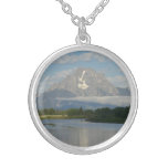 Jackson Hole River at Grand Teton National Park Silver Plated Necklace