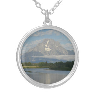 Jackson Hole River at Grand Teton National Park Silver Plated Necklace